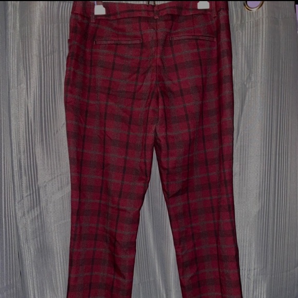 Express Burgundy Low Rise Plaid Editor Pants - Picture 3 of 4